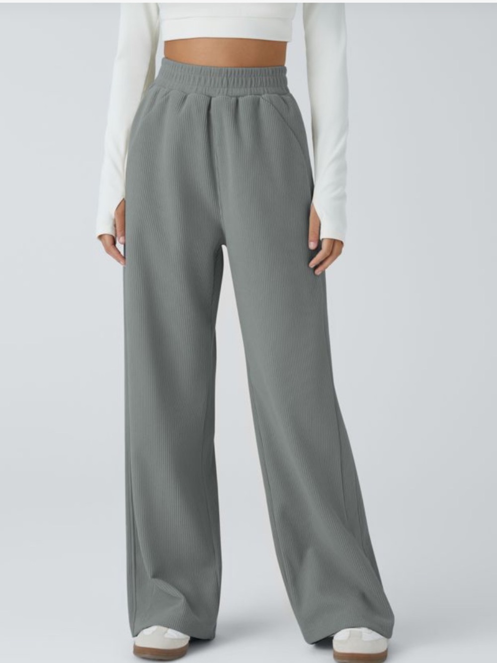 Halara High Waisted Pocket Straight Leg Baggy Mop Corduroy Casual Pants